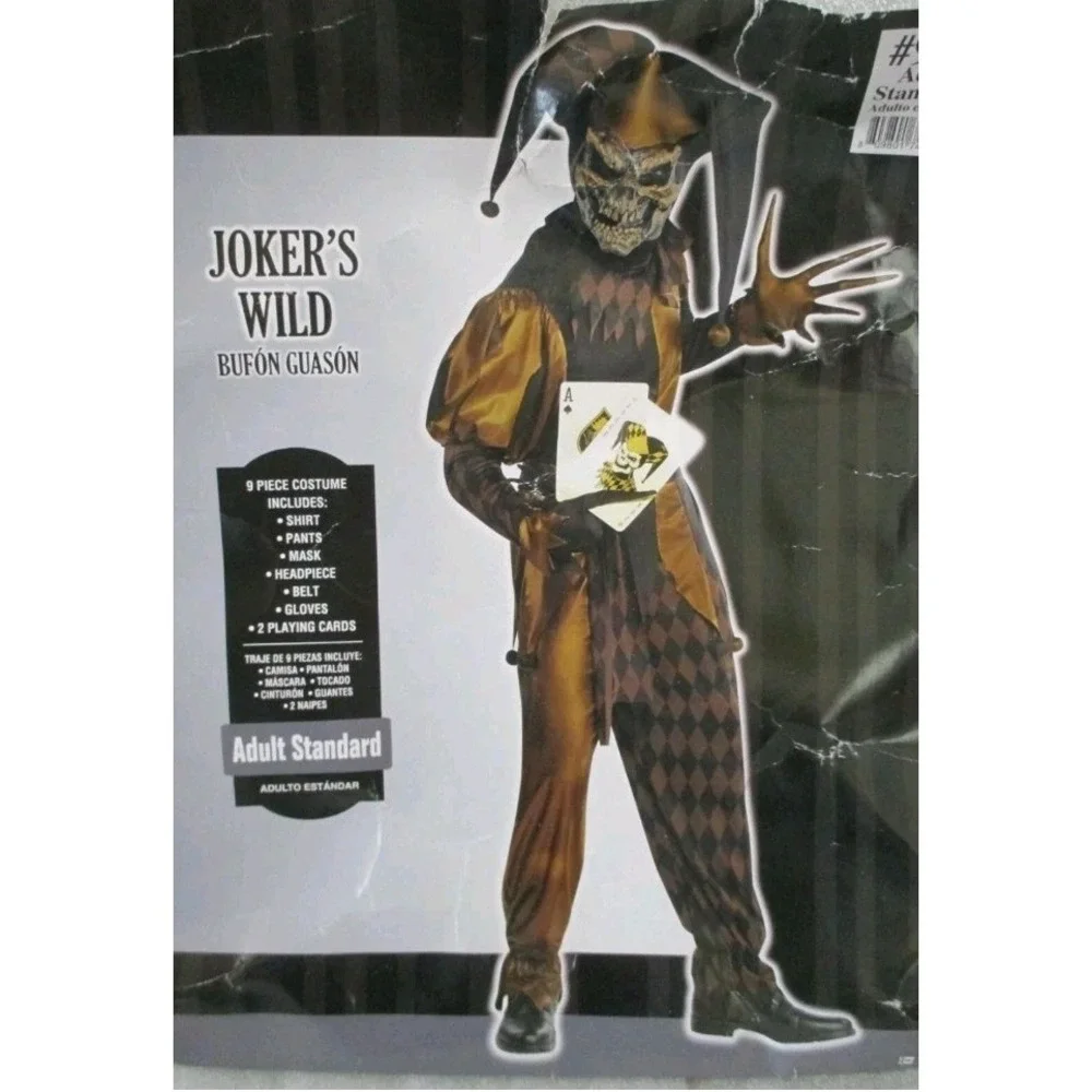 Adult Women Men Halloween Costume EVIL JOKER Wild One Size Fits Most Gold J21